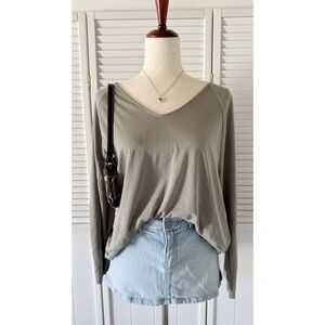 Lauren Felt Los Angeles Muted Green Loose Long Sleeve Top